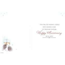 Wishing A Wonderful Son and Daughter in law A Very Happy Anniversary card - Size 6" X 8"