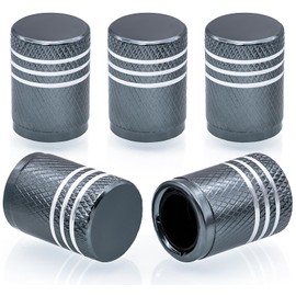 MEAJOO 5PCS Tire Valve Stem Caps, with Plastic Liner, Corrosion Resistant Leak-Proof, Anodized Alloy Universal Tire Valve Stem Covers for Cars, SUV, Trucks, Bikes, Motorcycles, Bicycles(Gray)
