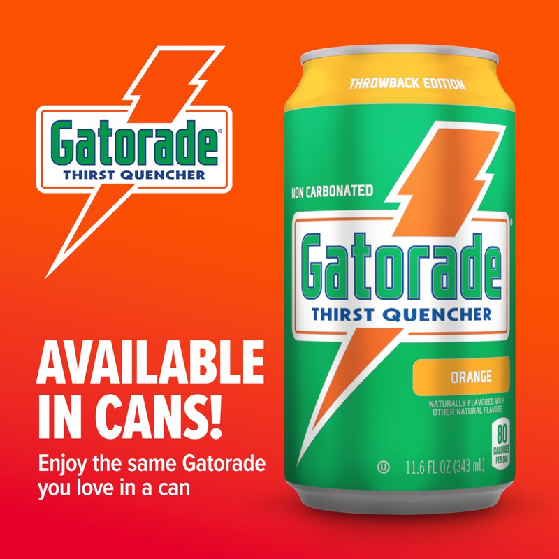 Gatorade Thirst Quencher, Orange, 12 Fl Oz Cans (Pack of