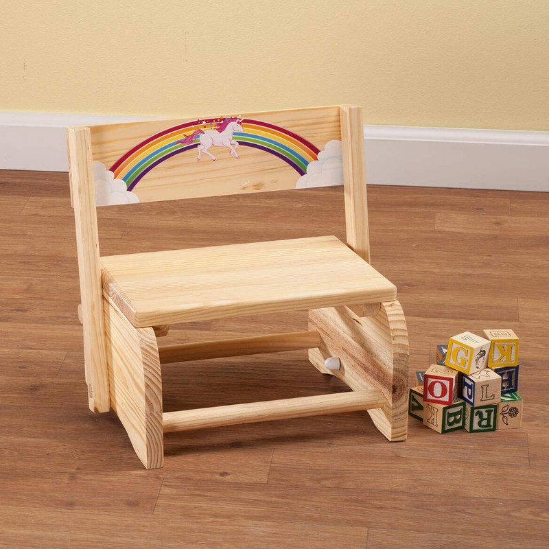 Fox Valley Traders 2-in-1 Children's Step Stool and Chair, Unicorn
