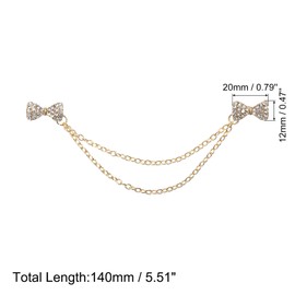 QUARKZMAN Bow Pullover Clips Retro Collar Clips for Cardigans with Chain Shirt Clips Scarf Clips Clothing Clip for Women (Gold), Zinc