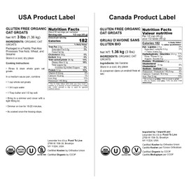 Food to Live Gluten Free Organic Oat Groats, 3 Pounds – 100% Whole Grain, Non-GMO Seeds, Raw, Non-Irradiated, Vegan, Bulk Berries. High in Protein, Dietary Fiber, Iron. Low Glycemic. Made in USA