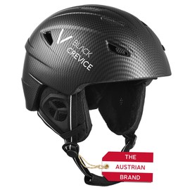 BLACK CREVICE Striped Ski Helmet, Shockproof Ski Helmet in Sporty Design, Ski Helmet for Men and Women, Snowboarding Helmet, Breathable Ski Helmet, Size Adjustable, Carbon/White, XL