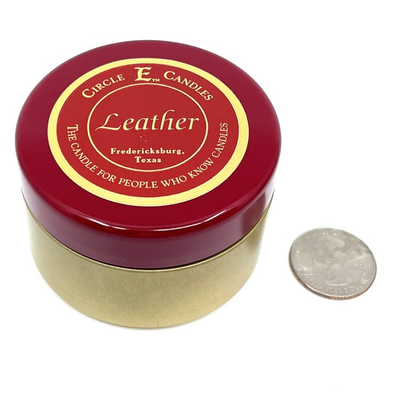 Circle E Candles, Leather Scent, Extra Small Size Travel Tin