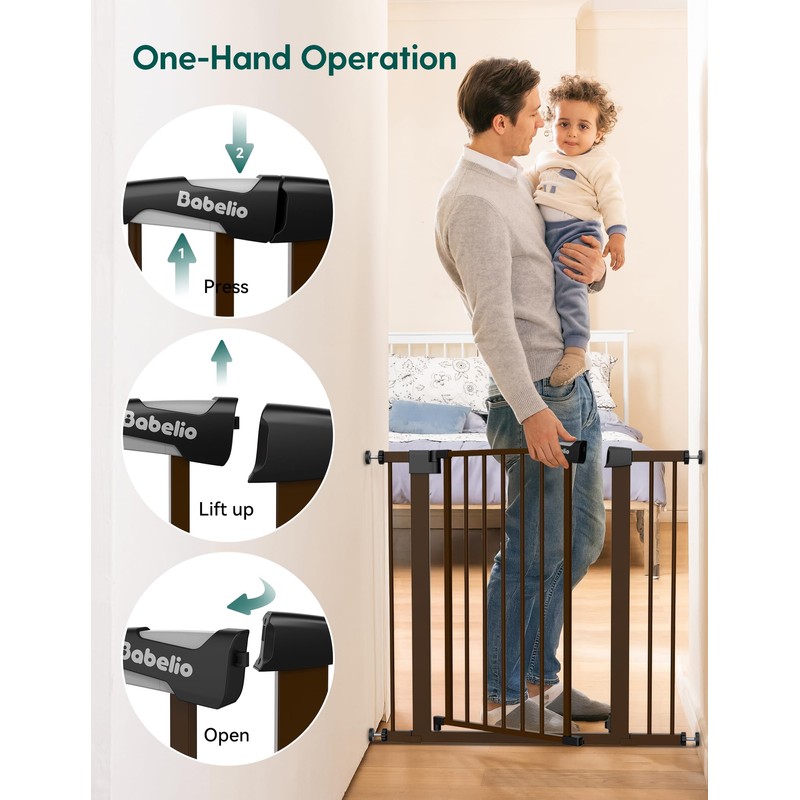 29-55" Extra Wide Baby Gate with Door, PressGuard P7, Brown