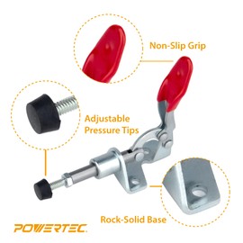 POWERTEC 4PK Toggle Clamp, 100lbs Holding Capacity, 301A Quick Release Push/Pull Clamp for Woodworking Jigs and Fixtures, Pocket Hole Jigs, Welding, Crosscut Sled, CNC (20323-P2V)