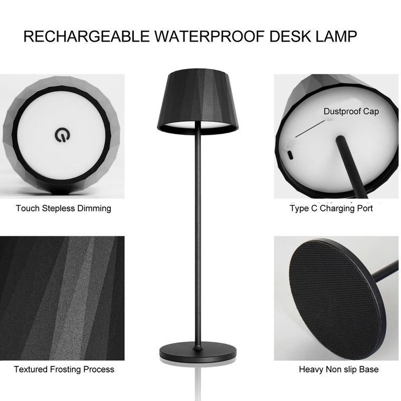 Table Lamp LED 3000K Warm Light 5200mAh Rechargeable Stepless Dimmable