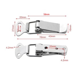 2PCS Spring Loaded Toggle Latch Unlocked.304 Stainless Steel Tension Clasp 58MM,Loaded Catch Clips Duck Billed Buckles,Toggle Clamp Latches for Box Drawer Cabinet