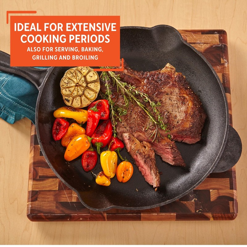 IMUSA 12in Cast Iron Preseasoned Skillet with Helper Handle