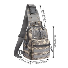 G4Free Tactical EDC Sling Bag, Military Sport Shoulder Backpack Crossbody Daypack Satchel for Hiking Hunting Trekking Fishing(Acu Camo)