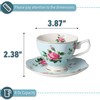 BTaT- Floral Tea Cups and Saucers, Set of 2, 8oz,