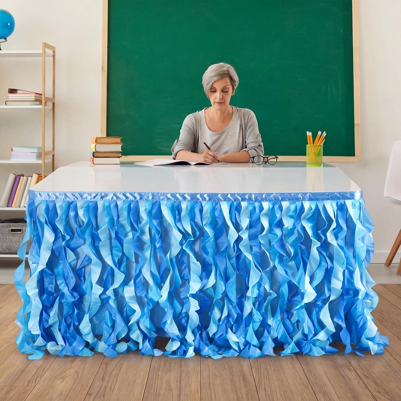 Windkream 6 ft Ocean Table Skirt for Teacher Desk Ocean