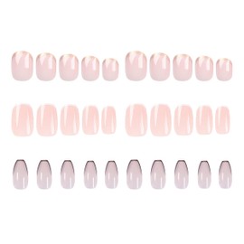 ViKiUiKi 3packs(72Pcs) Press on Nails - OPkssnails Fake Nails French Tip Press on Nails Short Almond Long Square Medium Nails Reusable Press On Nails Kit with Nail Glue for Women