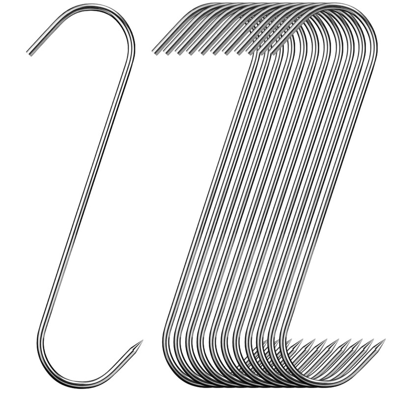 12 Pcs Stainless Steel Meat Hooks, 8 Inch S Shaped