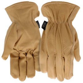 Boss Women's AquaArmor Full-Grain Cowhide Leather Work Gloves, Water Resistant, Abrasion Resistant, Durable, Brown, Medium/Large (B82011-WML)