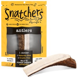 Snatchers Split Elk Antlers for Dogs – Long Lasting Dog Chews and Dog Toys for Aggressive Chewers, Naturally Shed Deer Antlers for Dogs Processed in The USA, No Additives (Large, 1 Count)