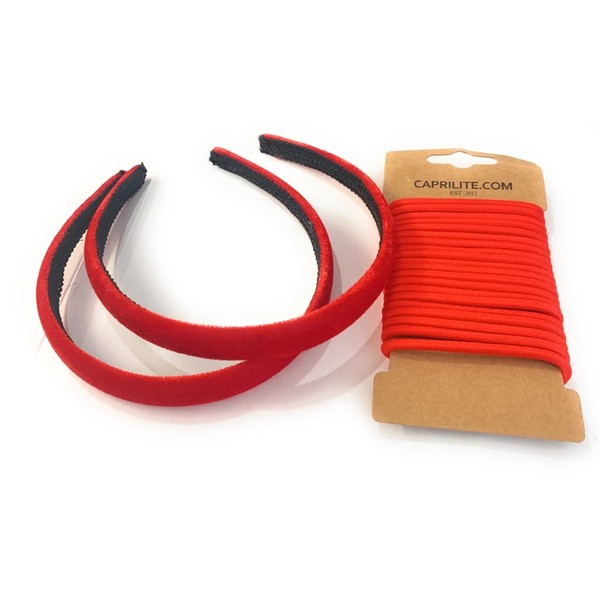 2 Velvet Girls School Headband Alice Band + 20 Elastics