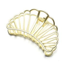QinGoo Large Alloy Seashell Hair Clip, Matt Gold, Hair Clip, Metal, Women's, Simple, Firm, Hair Accessory, Korean, 1 Piece (8 x 4 cm, Matt Gold)