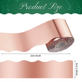 Ecally 65.6 ft Scalloped Bulletin Board Borders Classroom Borders Shine Scalloped Borders Decorative Bulletin Board Trim Poster Board Decorations for School Classroom Home Decor (Rose Gold)