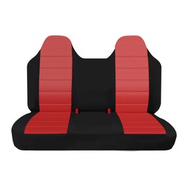 Fioqe Front Bench Seat Cover with Molded Headrests for Ford F150 F250 F350 1992-1998,Pickup Solid Bench Seat No Center Armrest,Washable Truck Seat Protector with Molded Headrests-Red
