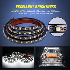 Nilight 3PCS 60 Inch Bed Light Strip 270 LED with On/Off Switch Blade Fuse Splitter Extension Cable for Cargo Pickup Truck SUV RV Boat