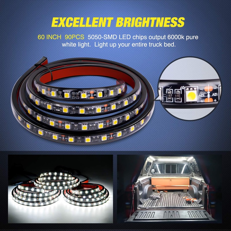 Nilight 3PCS 60 Inch Bed Light Strip 270 LED with