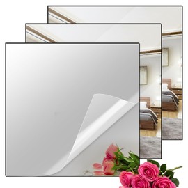 Adrattnay Silver Acrylic Mirror Sheets 1/8 Thick, 3Pack 8"x 8" Plexiglass Sheets Mirror Panels for Laser Cutting & Engraving, Glossy Acrylic with Protective Film for DIY Crafts
