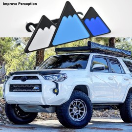 Boigoo 3-Color Stripe Grille Emblem Badge Sticker - Blue/White Compatible with Tacoma Style Body Decoration Accessories (Mountain Style)