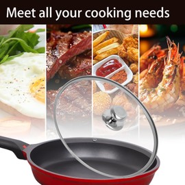 11 inch Tempered Glass Lid for Pots, Frying Pans and Skillets, Replacement Cover with Stainless Steel Knob Handle, Dishwasher Safe