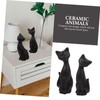 Sosoport 1 Pair Cute Couple Cat Statue Ceramic Animal Figurine