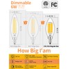 CRLight 6W Dimmable LED Candelabra Bulb 80W Equivalent 800LM, 6