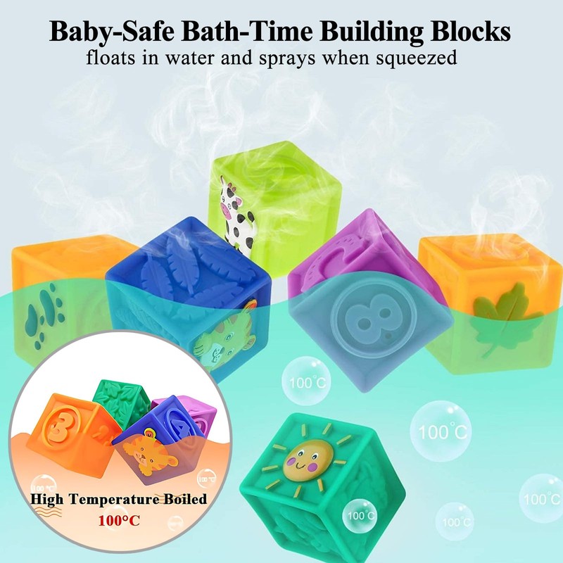 Kingtree Baby Blocks, 9PCS Soft Squeeze Building Blocks Stacking Toys