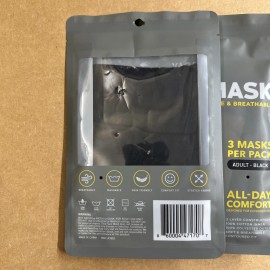 ALLDAY Face Mask - Reusable Adult Masks - Black LOT OF 3 3pk