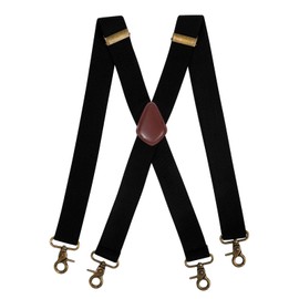 Risipu Braces for Men Elastic X Style Adjustable Braces Extra Strong Wide 3.5 cm with Very Strong 4 Metal Clips One Size for Men and Women, black