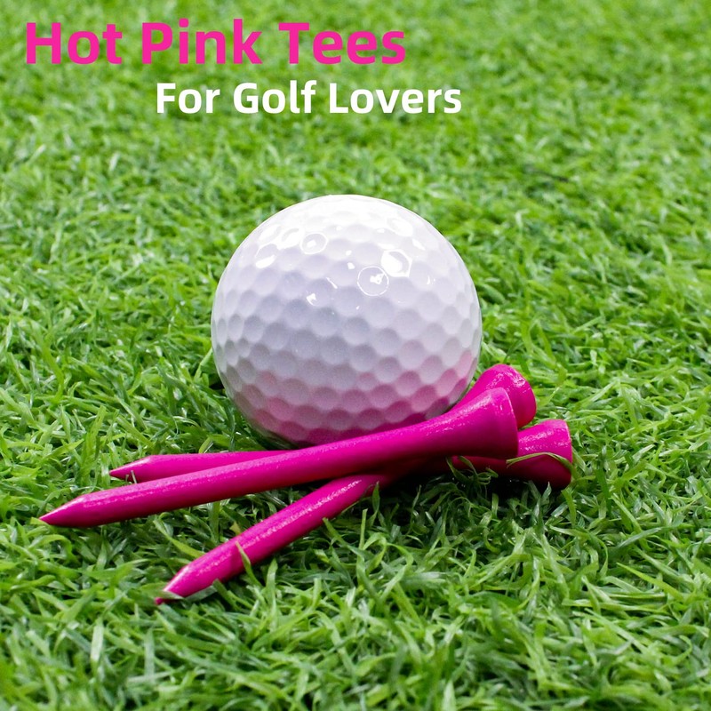 MYKUJA Bamboo Professional Golf Tees Pink, 100Pcs Golf Tees 2