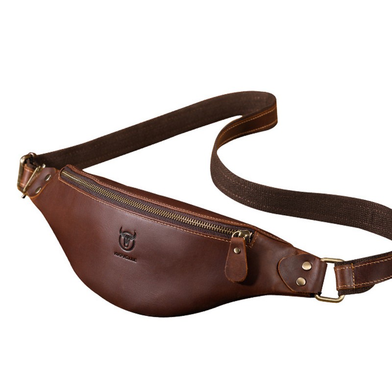 Genuine Leather Waist Pack Vintage Fanny Pack Men Cowhide Crossbody