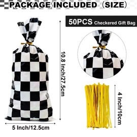 YAHEBODT 50pcs Race Car Goodie Bags,Race Car Candy Gift Bags 9.8inch*6.7inch with Handles Party Favor Bags for Kids,Baby Shower Birthday Party Decoration Supplies(50Pcs Twist Ties)