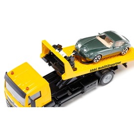 siku 2722, MAN ADAC Tow Truck Incl. Towing Toy Car, 1:55, Metal/Plastic, Yellow, Faithful Functions, Extendable Winch, Tilt and Lowerable Transport Platform