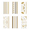 6 Stück Flash Tattoos, Gold Flash Tattoos Erwachsene, Temporäre Klebe-Tattoos
