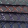 Black Faux Leather Quilted Fabric Double Diamond White Stitch Fluted