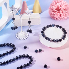 KISSITTY 46pcs 8mm Natural Tiger Eye Stone Beads Round Crystal Gemstone Loose Spacer Beads with Stretchy Elastic Bracelet String for Jewelry Making Necklace Earrings DIY Crafts Healing Energy