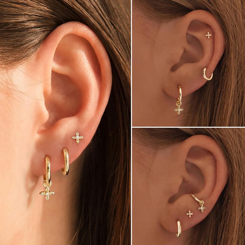 BSGRL Hoop Earrings for Women - 14k Gold Plated Cute