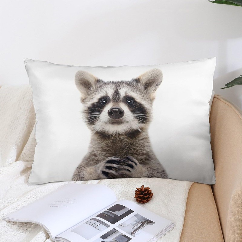 NIBABA Cushion Covers Cute Cute Funny Raccoon Decorative Pillow Covers