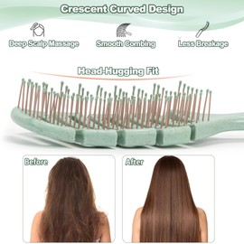 Vinuwu 2pcs Detangle Hair Brush, Curly Hair Brush, Soft Hair Brush for Women Men, Vented Straightening Hairbrush for Wet/Thick/Thin Hair, No Tugging Detangler Detangling Hair Brush Set-GrWh