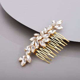 BERYUAN Wedding Crystals Flowers Hair Comb for Bride for Women for Girls Cute Flower Hair Comb Slide Multi-Color GOLD
