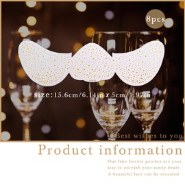 Casciybo Gold Glitter Face Tattoo, 8 Sheets Face Glitter Speckles Patches, Gold Sparkle Freckles,Waterproof Faux Freckles