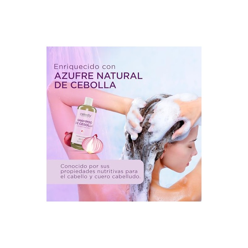 CELESTY Shampoo sin Sulfatos y Parabenos - Shampoo De Cebolla