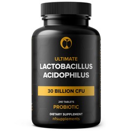 Lactobacillus Acidophilus Probiotic Supplement 30 Billion CFU 240 Tablets Probiotics for Men & Women Supports Digestive & Gut Health (240, Lactobacillus Acidophilus)