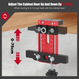 Adjustable Cabinet Door Installation Positioner with Door Rebounder,Cabinet Door Mount Locator with 0-75mm Adjustment Range,Aluminum Alloy Cabinet Hardware Jig for Woodworking