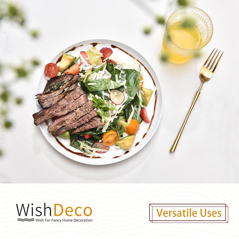 WishDeco White Dinner Plates Set of 6, Porcelain Salad Plates